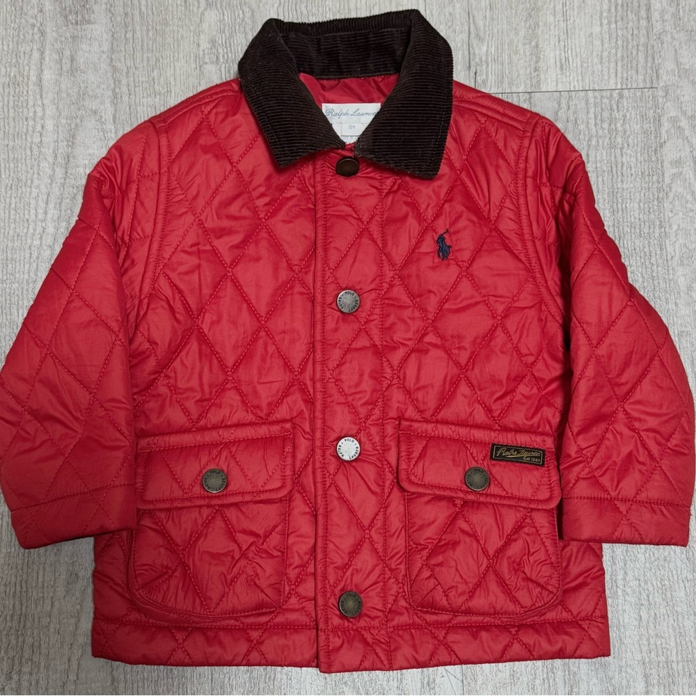 Polo Ralph Lauren Baby Quilted Barn Jacket Red Corduroy Collar 18M